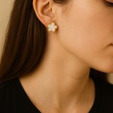 White Clover Stud Earrings