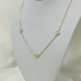 14K Gold Mother of Pearl Clover Necklace